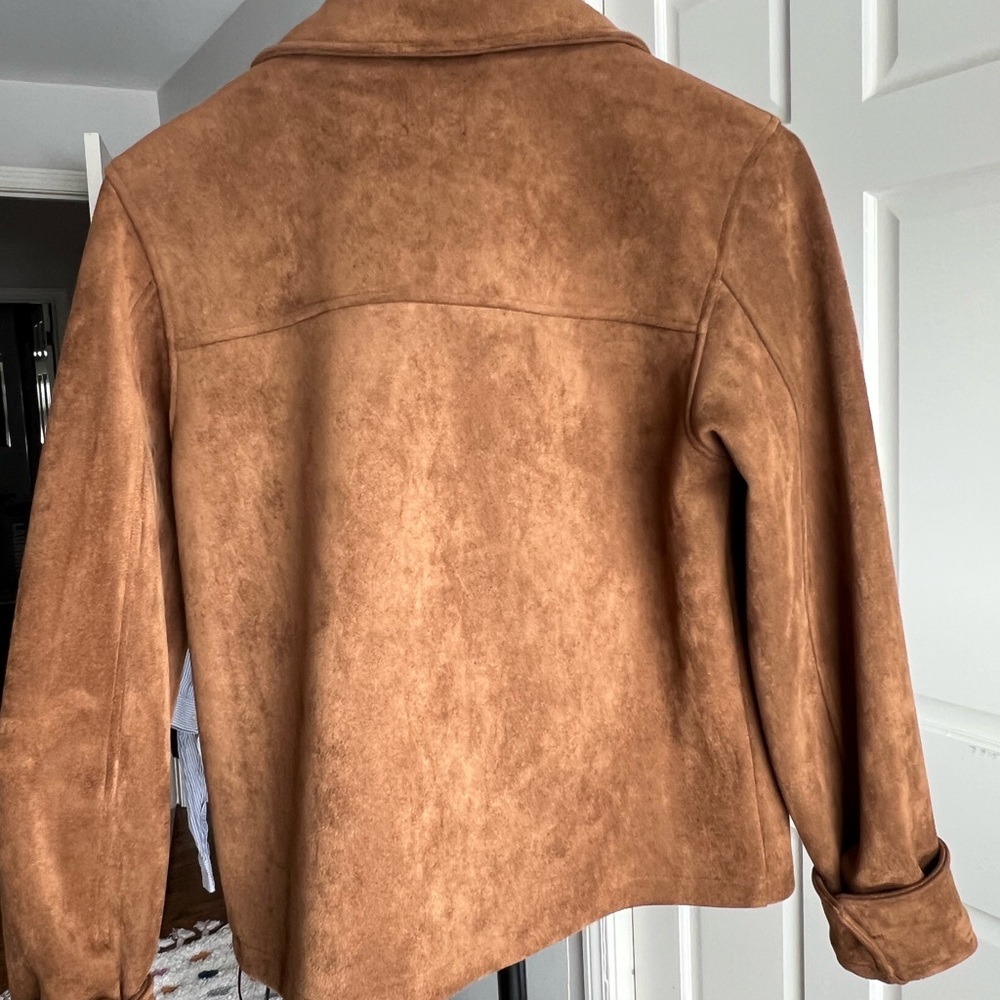 Zara Brown Suede-Look Button Front Jacket - Picture 3 of 5